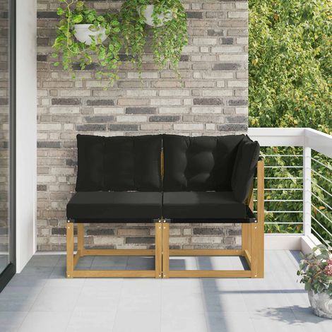 vidaXL  Outdoor Middle and Corner Sofa  with Cushion 2 Piece White