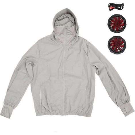 12V Kühlende Jacke mit Ventilator, Sonnenschutz, 3 Geschwindigkeitsstufen, UV-Schutz, Klimaanlage, geeignet für Outdoor-Aktivitäten, USB-Anschluss