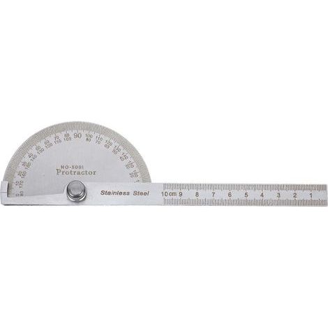 100-mm-Multifunktionswinkelmesser aus Edelstahl, 180 Grad, runder Kopf, schwenkbarer Messarm (Silber) (1/3)