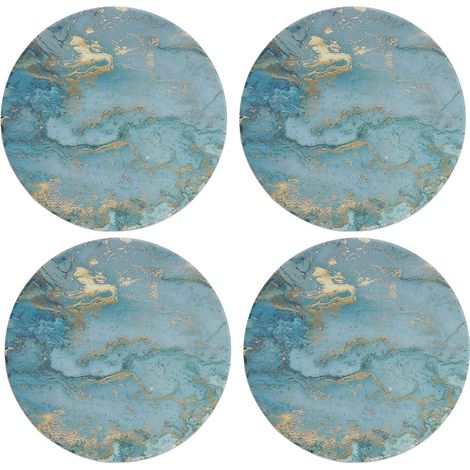 Dessous de verre en céramique marbrée avec dos en liège, absorbants, parfaits pour les boissons, cadeau de pendaison de crémaillère (1/4)