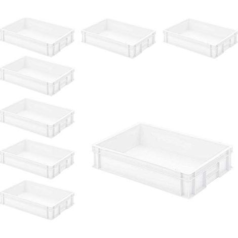 BRB 8 bacs Euro avec 2 poignées, PP, 600 x 400 x 120 mm, blanc