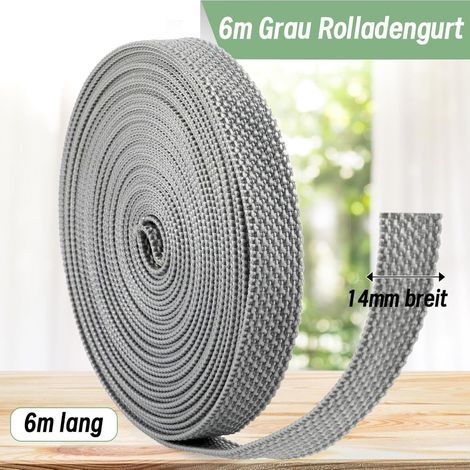14 mm Rolloband, 5 Meter, grau, Reparaturset mit hoher Reißfestigkeit, Spezialband für Rollos/Türvorhänge. (1/5)