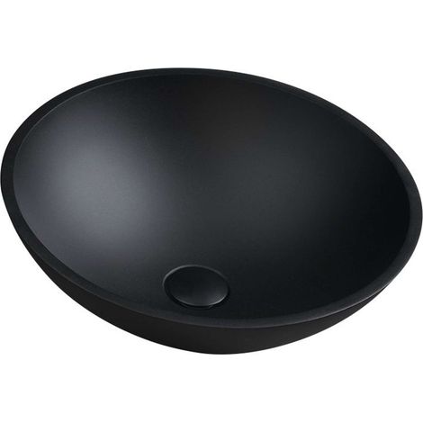 Sapho Beauty - Aufsatzwaschbecken, Durchmesser 42 cm, ohne Überlauf, Glas/schwarz matt TY181B (1/5)