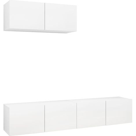 Mobile TV multimediale scaffale per televisione credenza televisione sala da pranzo soggiorno camera da letto 3 pezzi pannelli in MDF bianco 020028659