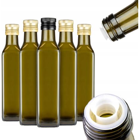 50 botellas MARASCA de 250 ml con dispensador para aceite de oliva