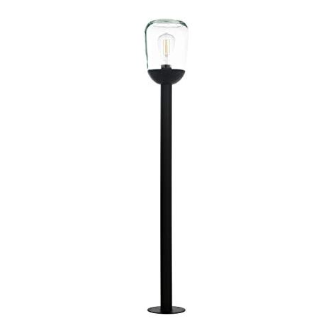 Eglo Donatori Lampada a Stelo da Esterno Vintage, Retrò, in Alluminio Nero e Vetro Trasparente, Lampada da Esterno con Attacco E27. IP44 (1/4)
