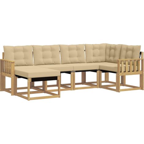 Set di divani da esterno con cuscino 6 pz Salotto da Giardino Bianco e Beige (1/5)