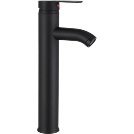 Black stainless steel hot and cold water basin faucet for bathroom vanity, washbasin, and hand basin - splash-proof faucet - tall black stainless steel model