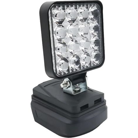 Applicable Lampe de travail rechargeable à 16 LED - Luminosité réglable et rotative - Pour chantiers de construction, événements en plein air, entretien du véhicule, étanche avec coque en alliage d'al