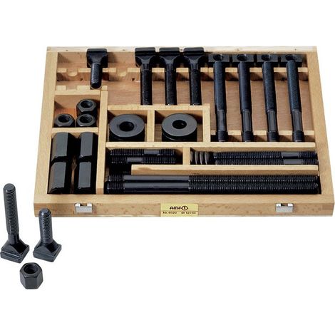 Juego de tornillos de apriete N ° 6520 Ranura en T 28 mm M24 42 piezas AMF
