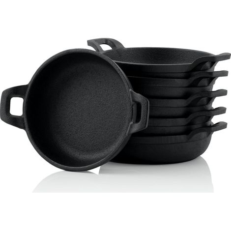 BBQ-Toro Gusseisen Grillpfännchen (6-er Set)  Ø 13 cm  Bereits eingebrannt