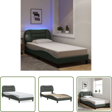 LED-Leuchten - Bettgestell mit LED ohne Matratze "Hvar" Dunkelgrau 90x190 cm Stoff (1/5)