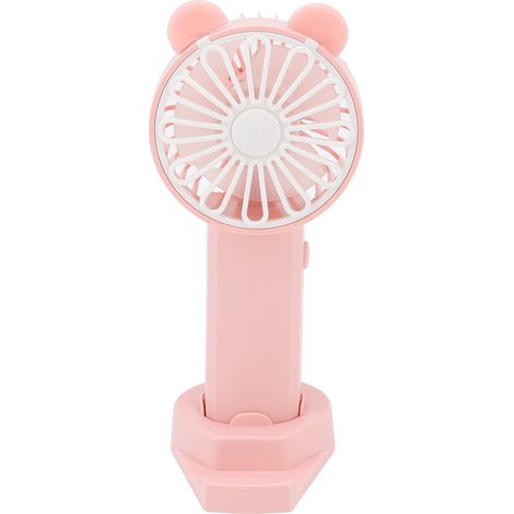 Ventilateur de Poche Puissant avec Vent Naturel, USB Rechargeable, 5 Pales, Base Amovible, Mini Ventilateur Portable pour Maison Bureau Voyage Rose (1/5)