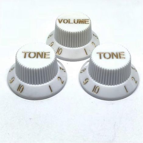 Weißer Geschwindigkeitsreglerknopf 2T1V Gitarrenknopf-Set E-Gitarrenteile--