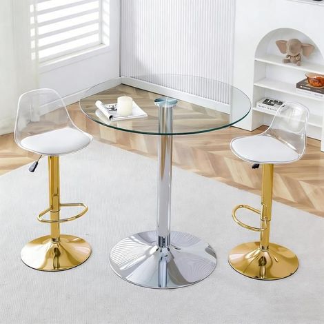 Chaises pieds dorés hauteur réglable rotation 360° optique transparente usage polyvalent gain de place visuel (1/5)