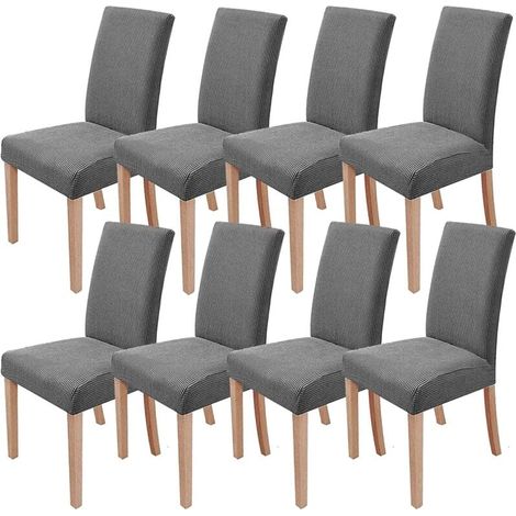 [NIEMALS VERWENDET] Stretch-Stuhlhussen-Set, 8-teilig, abnehmbar und waschbar, für moderne Esszimmer, elastische Stuhlschoner, Dekoration für Büros, Bankette, Hochzeitsfeiern (Hellgrau)