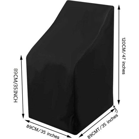 Funda apilable para silla de jardín de 89x89x120/89 cm, tela Oxford 210D, funda protectora para muebles, impermeable, resistente al viento y a los rayos UV. (1/5)