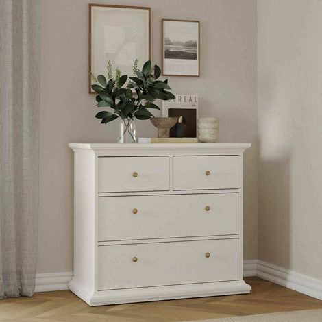 Cassettiera Arika, 4 Cassetti, Apertura Scorrevole, 48.5x96.2x86.9h cm Bianco (1/5)