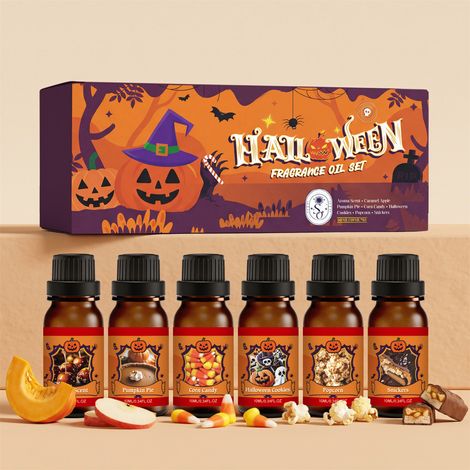 Ätherisches Halloween-Öl-Set – Milder und langanhaltender Duft, erfrischt die Luft und verstärkt die festliche Atmosphäre – 60 ml (6 x 10 ml) -- DE (1/5)