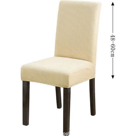 Lot de 4 housses de chaise (jaune crème), extensibles, modernes et lavables, idéales pour la décoration, les fêtes, les banquets, les bureaux et les hôtels. (1/5)