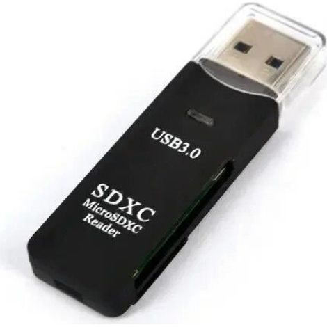 Lecteur de Carte - - Mini Haute Vitesse 2 en 1 - USB 3.0 - Noir - Compatible Micro SD/TF