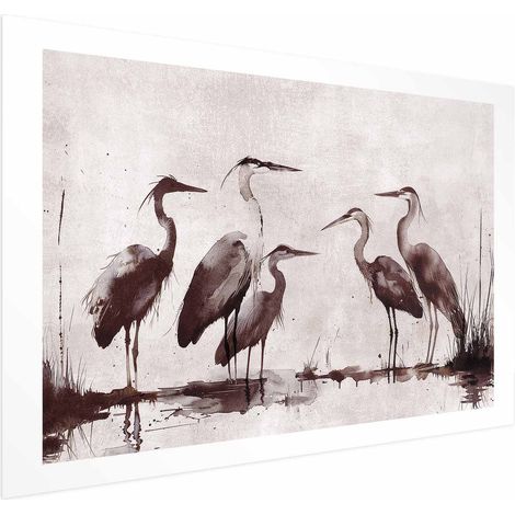 Plakat – Reiher, gemalt mit Tinte (1/4)