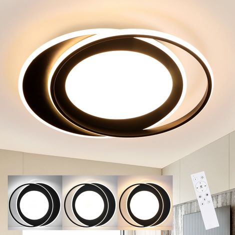 GBLY LED Lámpara de Techo Dormitorio - Salón Negro Regulable 66W Lámpara de Dormitorio con Mando a Distancia Lámpara de Techo de Salón Moderno Aro de Lámpara de Cocina 48.5cm para Cocina Pasillo Ofici