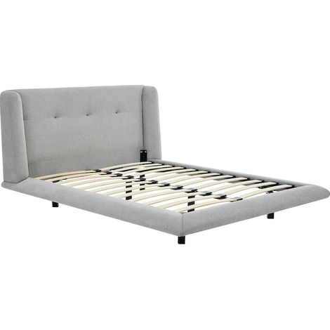 Letto 140 x 190 cm con testata trapuntata Tessuto Grigio - PENAVI (1/5)
