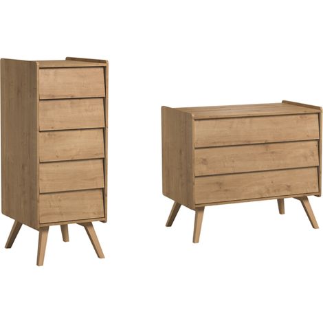 Comò a 3 cassetti e cassettiera Vox Vintage Legno (1/3)