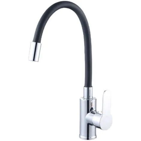 Robinet mitigeur de cuisine avec bec flexible, pivotant à 360° et équipé d'un filtre à économie d'eau. (1/3)