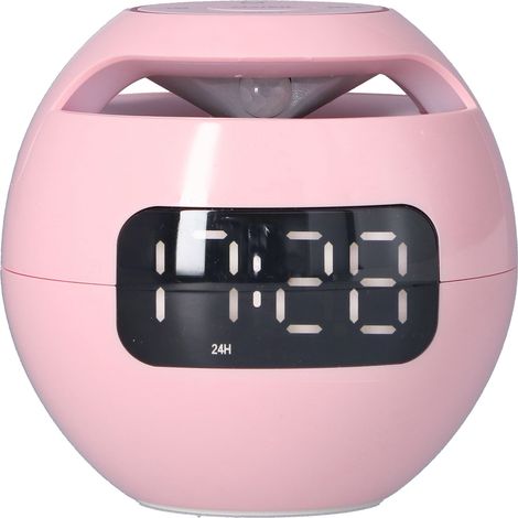 Réveil Bluetooth 5.0 Multifonction Enceinte Portable Boule avec Horloge Rechargeable pour Chambre Bureau Rose G90Q