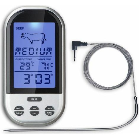 Termometro digitale wireless per barbecue - Termometro per carne - Termometro da forno per barbecue, cottura al forno, arrosti, grigliate, intervallo di temperatura fino a 250 °C - Sonda da forno da 1 (1/4)