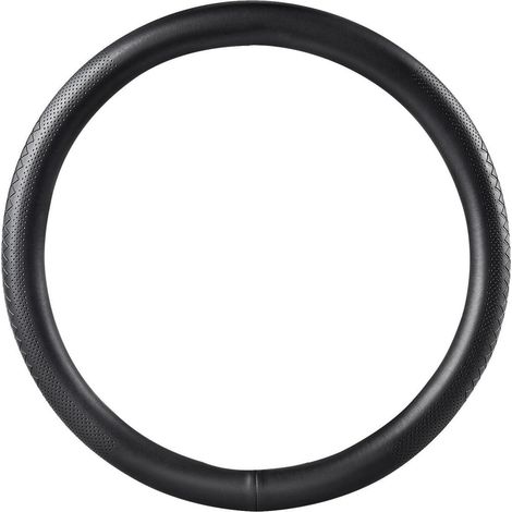 Lenkradbezug Auto Leder Dünn Anti-Rutsch Atmungsaktiv Universal 37-38cm Schwarz (1/5)