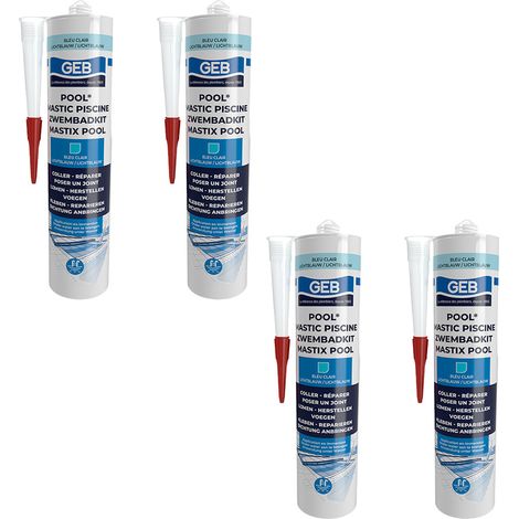 Lot de 4 Mastics piscine POOL qualité professionnelle BLEU 290 ml - GEB (1/2)