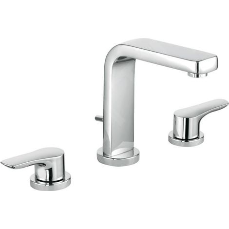 Robinet de lavabo PURE & SOLID, montage à trois trous, avec vidage chromé (1/2)