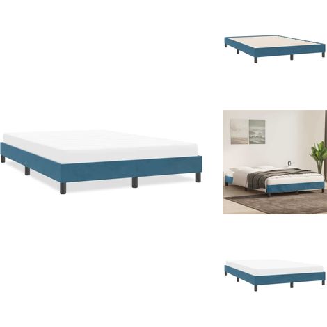 Cadre de lit sans matelas bleu foncé 160x220 cm velours - Cadre De Lit - Cadres De Lit - Lit - Meuble De Chambre À Coucher (1/5)