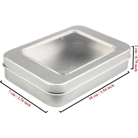 8 rectangular pieces empty metal hinge boxes storage container at home organizer mini box 10 x 7 x 2 cm (silver) (1/4)