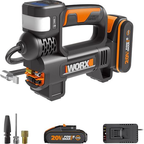 WORX - Compresseur à air et projecteur LED sans fil 150 PSI - 20V-2Ah - WX092 (livré avec une batterie et un (1/5)