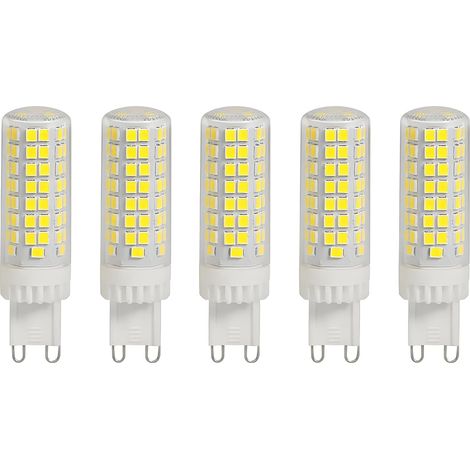 Lot de 5 ampoules LED G9, 10W, équivalent à une halogène de 100 W, 1000 lumens, blanc froid 6000K, 95 puces LED, angle de faisceau 360°, AC 220–240 V, non dimmable, économie d'énergie (1/5)