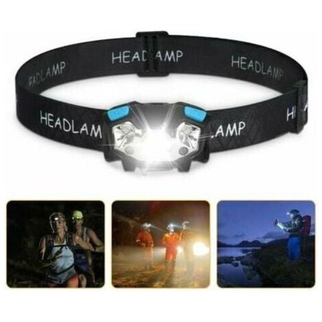 VURAHOME - Lampe frontale à LED : 5000 lumens, avec détecteur de mouvement, étanche et rechargeable par USB, 5 modes d'éclairage et bandeau réglable (1/4)