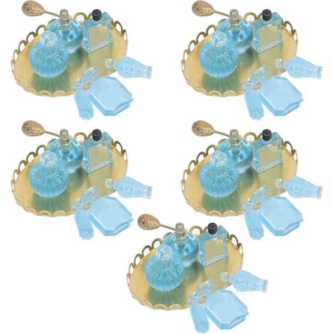 Flacons de parfum miniatures à l'échelle 1:12 ou 1:6, plateau doré, pour maison de poupée, décoration DIY, bleu royal (1/5)