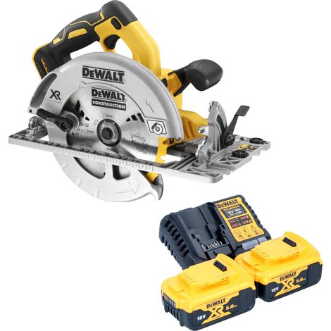 Sierra circular sin cable DeWalt DCS 572 P2 18 V 184 mm sin escobillas + 2x batería 5,0 Ah + cargador