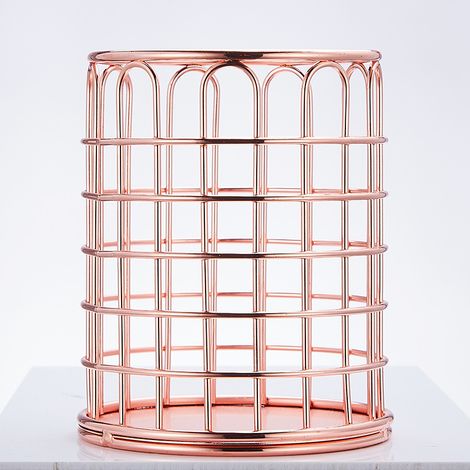 Porte crayon pot, papeterie rangement organisateur rangement table conteneur, Chambre maquillage brosse pot, rangement organisateur panier Rose arc en or
