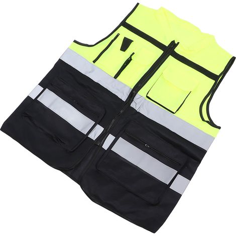 Gilet de travail réfléchissant à poches multiples, conception en maille, gilet de sécurité respirant haute visibilité avec bandes réfléchissantes (1/5)