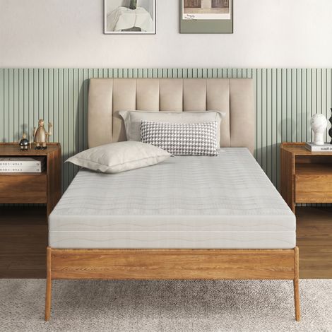 Matelas 90x200 cm, housse 3D lavable, mousse découpée un côté, ergonomique, anti-allergène (1/5)
