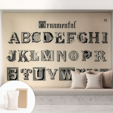 Papier peint intissé décoratif avec motifs pour salon et chambre a motif - Colle incluse gratuite Lettres décoratives 208x146 cm (1/5)