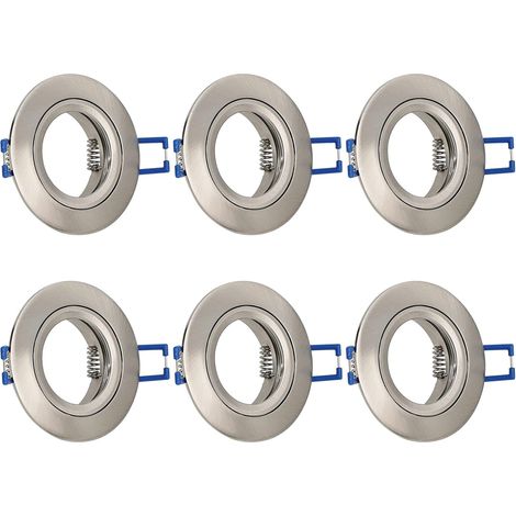 10x Spot Encastrable GU10 Aluminium Noir, spot led encastrable de plafond Projecteurs Cadre Avec Douille GU10, Rond Support extra plat Pour Lampes LED Ou Halogènes, Trou de montage ø60-70mm