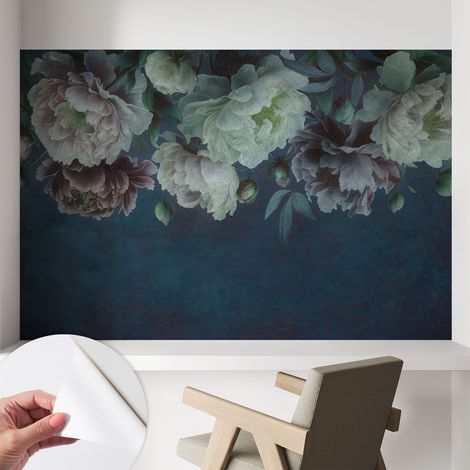 Fotomurale adesivo - Carta da parati adesiva - per la cucina camera da letto per la soggiorno - Eleganza floreale 104x70 cm (1/5)