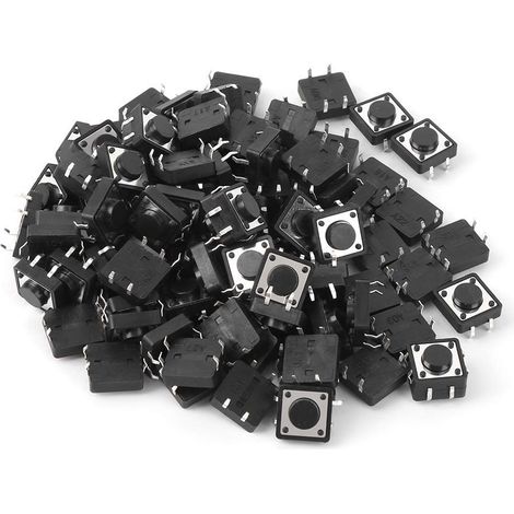 100Pcs Interrupteurs Tactiles Momentanés 12x12x5mm 4 Broches pour PCB Projets Électroniques DIY Réparation (1/5)