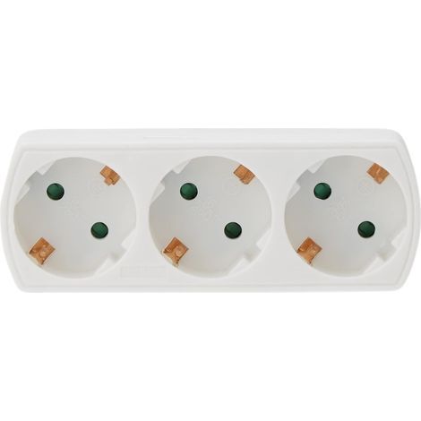 Adaptateur 3 Voies Prise Terre 250 A Sécurité Améliorée Utilisation pour 3 Appareils Multiprise Fine Plate Blanc (1/5)